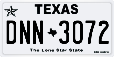 TX license plate DNN3072