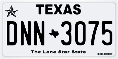 TX license plate DNN3075