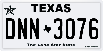 TX license plate DNN3076