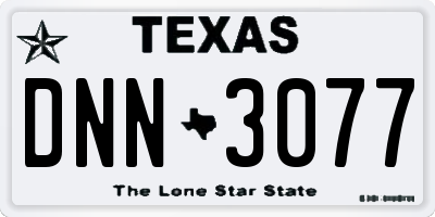 TX license plate DNN3077