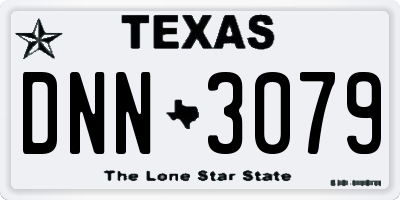 TX license plate DNN3079