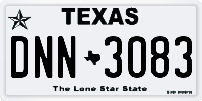 TX license plate DNN3083