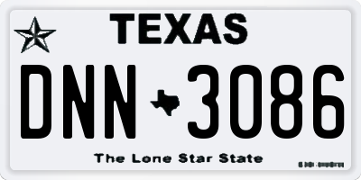 TX license plate DNN3086