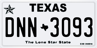 TX license plate DNN3093