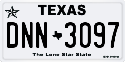 TX license plate DNN3097