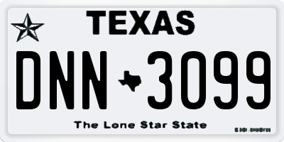 TX license plate DNN3099