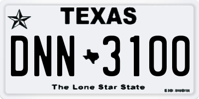 TX license plate DNN3100