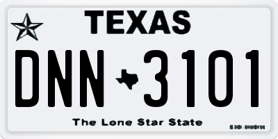 TX license plate DNN3101