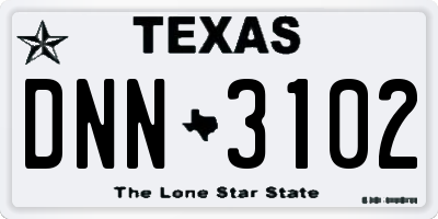 TX license plate DNN3102