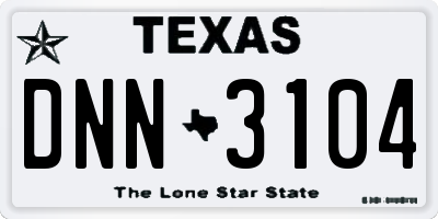 TX license plate DNN3104