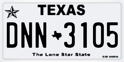 TX license plate DNN3105