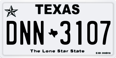 TX license plate DNN3107