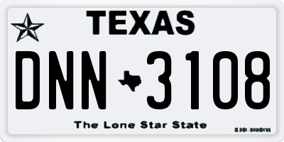 TX license plate DNN3108