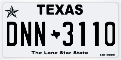 TX license plate DNN3110