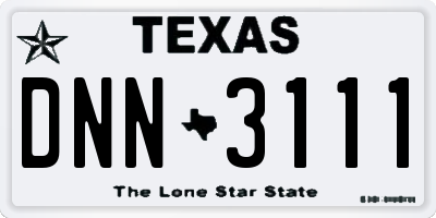 TX license plate DNN3111
