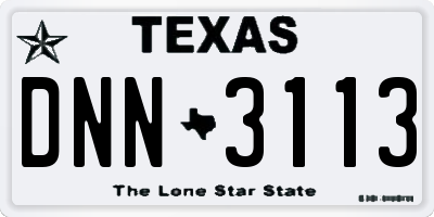 TX license plate DNN3113