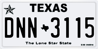 TX license plate DNN3115