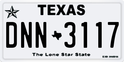 TX license plate DNN3117