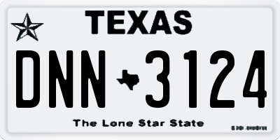 TX license plate DNN3124