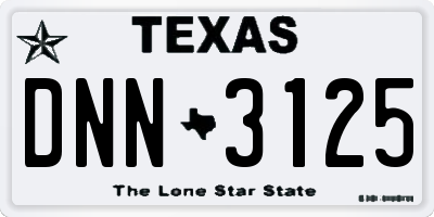 TX license plate DNN3125