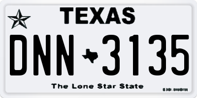 TX license plate DNN3135