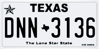 TX license plate DNN3136