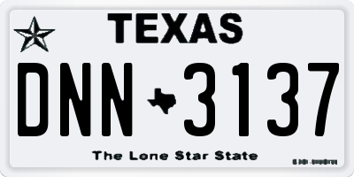 TX license plate DNN3137