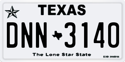 TX license plate DNN3140