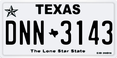 TX license plate DNN3143