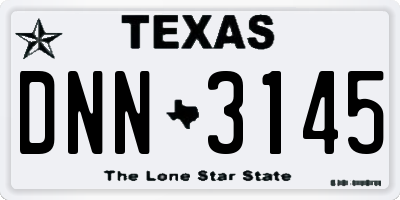 TX license plate DNN3145