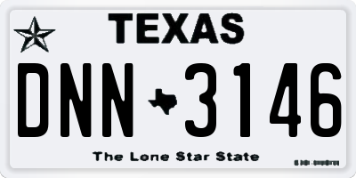 TX license plate DNN3146