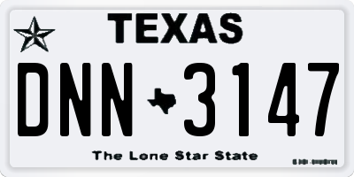 TX license plate DNN3147