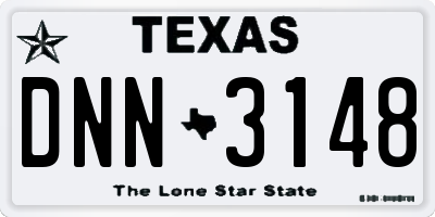 TX license plate DNN3148