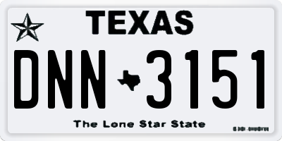 TX license plate DNN3151