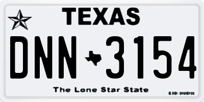 TX license plate DNN3154