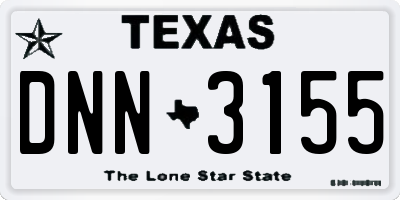 TX license plate DNN3155