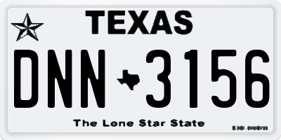 TX license plate DNN3156