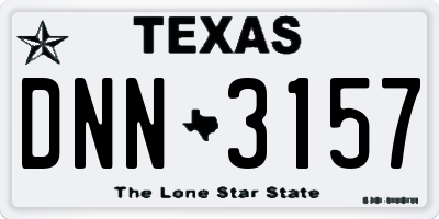 TX license plate DNN3157