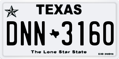 TX license plate DNN3160