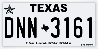 TX license plate DNN3161