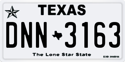 TX license plate DNN3163