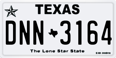 TX license plate DNN3164