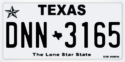 TX license plate DNN3165