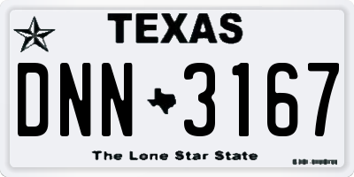TX license plate DNN3167