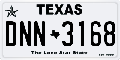 TX license plate DNN3168