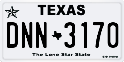 TX license plate DNN3170