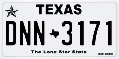 TX license plate DNN3171