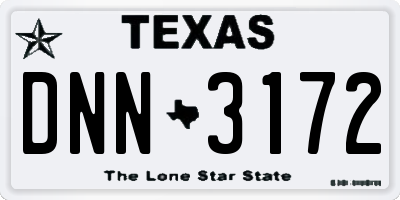 TX license plate DNN3172
