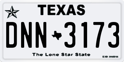 TX license plate DNN3173
