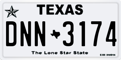 TX license plate DNN3174